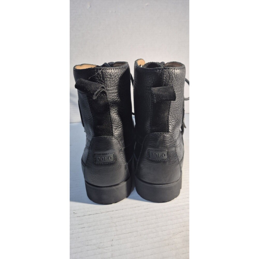 POLO RALPH LAUREN Men's Ranger Tumbled Leather Boot Black US 10.5 - Picture 6 of 14